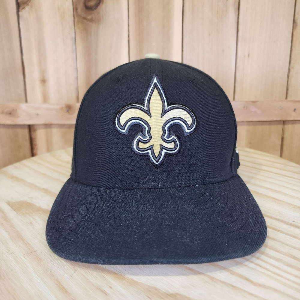 New Orleans Saints Hat Cap Fitted Mens 7 1/2 Black NFL Football New Era 59FIFTY